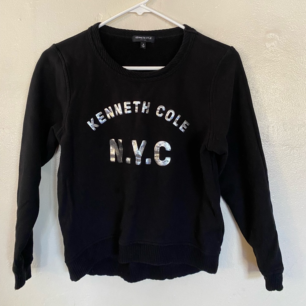 Kenneth Cole NYC Black Light Sweater with Silver Letterings Fall Size Small